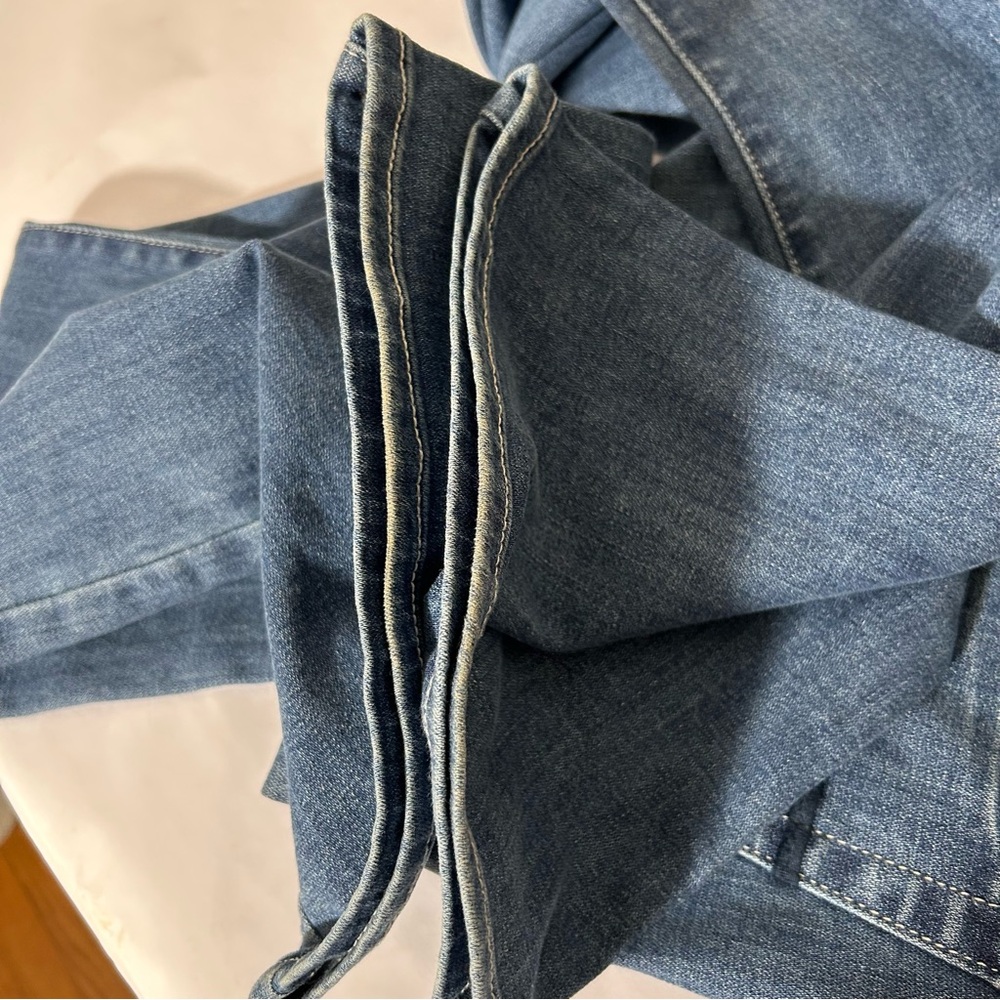 American Eagle Kick Boot Jeans Womens 14 X Long Dark Blue Denim Stretch Distress - Picture 14 of 14
